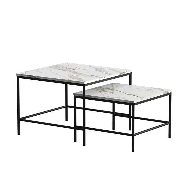 Stoleček kávový stolík Ramio Bílá/černá 60 x 60 cm 2 díly Vicco Cenová Bomba