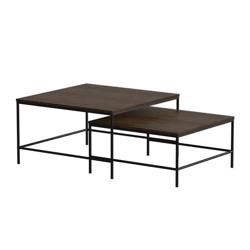 Stoleček kávový stolík Ramio Rustikální dub/černá 80 x 80 cm 2 díly Vicco Novinka