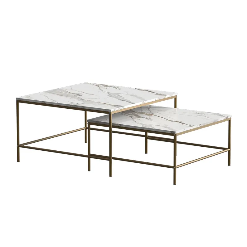Přímo Od Výrobce Stoleček kávový stolík Ramio Bílá/zlatá 80 x 80 cm 2 díly Vicco