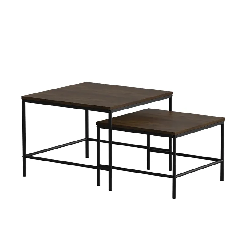 Stoleček kávový stolík Ramio Rustikální dub/černá 60 x 60 cm 2 díly Vicco Speciální Cena