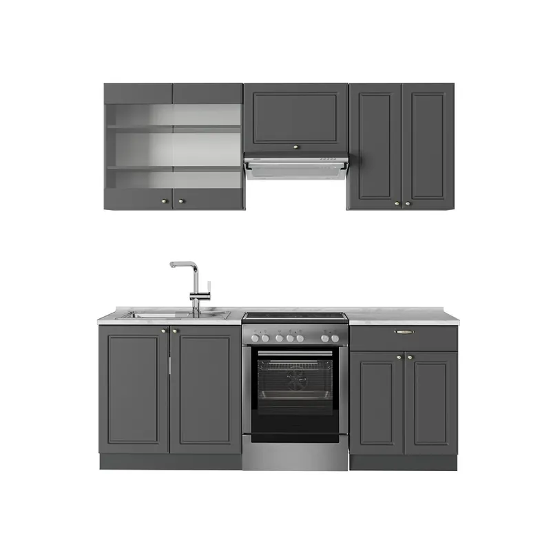 Kuchyňský kout Fame-Line Anthrazit-Gold Landhaus 200 cm , PD Mramor Vicco Akce