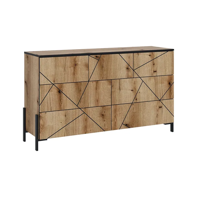 Nová Kolekce Kredenc Hatto Dub 139.8 x 80.2 cm se 7 zásuvkami Vicco
