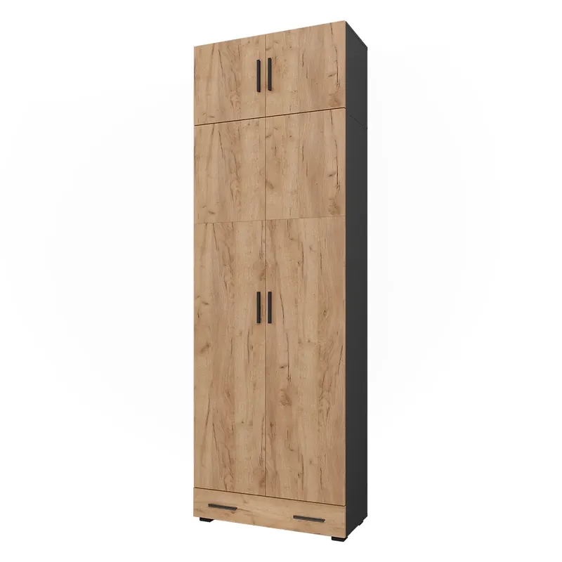 Regál na dokumenty Frank Antracit/zlatý dub 80 x 241.2 cm s deskou skříně a zásuvkovým modulem Vicco Top Prodej
