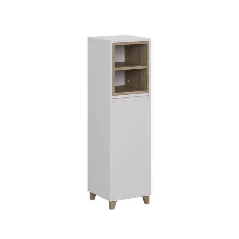 Finální Výprodej Střední skříňka Elnor Bílá/dub 30 x 105 cm s výklopným košem na prádlo Vicco