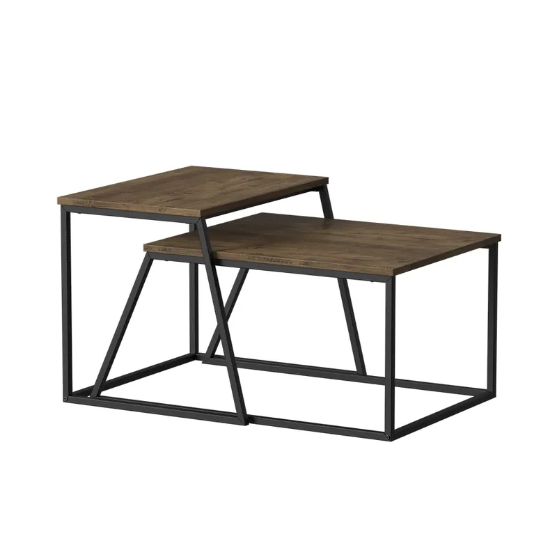 Stoleček kávový stolík Myra Rustikální dub/černá 60 x 50 cm 2 díly Vicco Nízká Cena