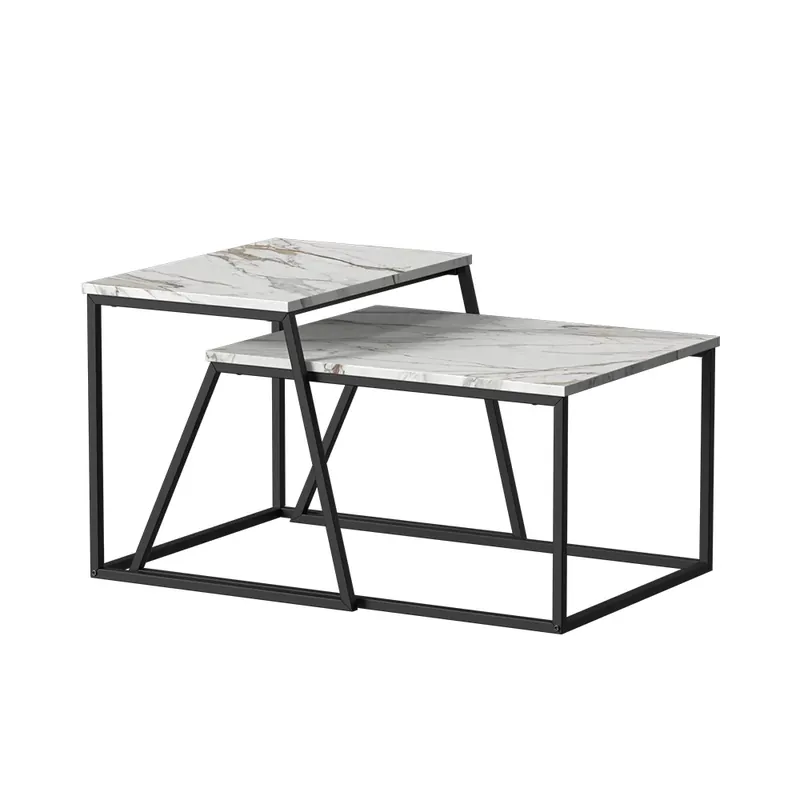 Nejlepší Cena Stoleček kávový stolík Myra Černá/mramorová-bílá 60 x 50 cm 2 díly Vicco