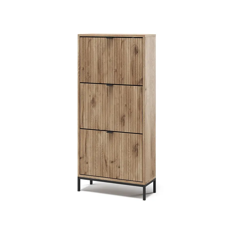 Originální Botník na boty Eliza Dub Viking 60 x 130 cm se 3 sklopnými zásuvkami Vicco
