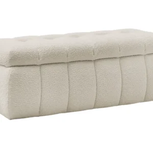 Béžová bouclé lavice Mont-Blanc 144 cm s úložným prostorem Speciální Cena