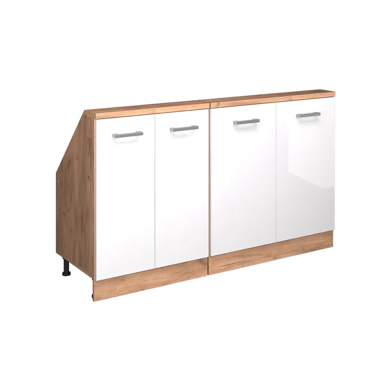 Kuchyňská skříňka pod šikmou střechu R-Line Bílá vysoký lesk 140 cm Sada 2 kusů Vicco Aktuální