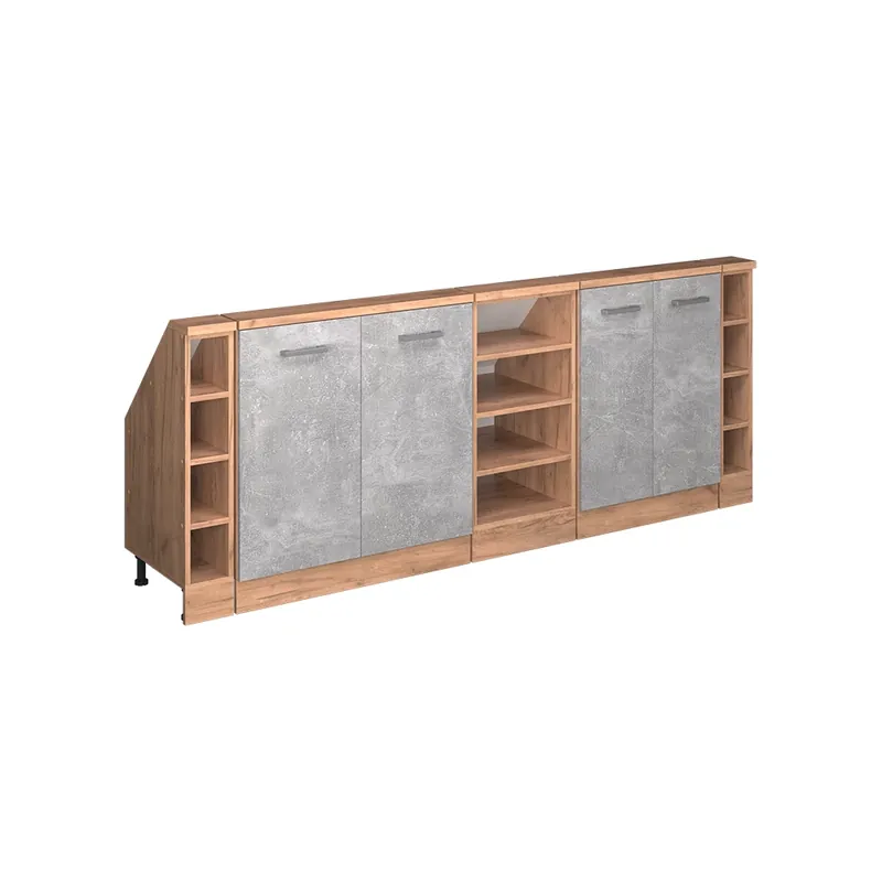Kuchyňská skříňka pod šikmou střechu R-Line Beton 210 cm Sada 5 kusů Vicco Akce