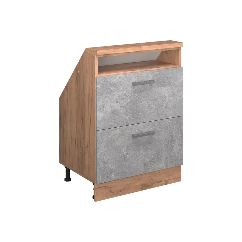 Kuchyňská skříňka pod šikmou střechu R-Line Beton 60 cm se 2 zásuvkami Vicco Sezónní Sleva