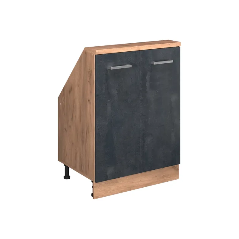 Kuchyňská skříňka pod šikmou střechu R-Line Černý beton 60 cm se 2 dvířky Vicco Speciální Cena