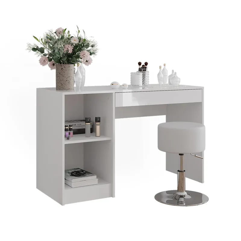 Koupit Online Toaletní stolek Sherry Bílá/bílý vysoký lesk 119.8 cm se stolicí Vicco