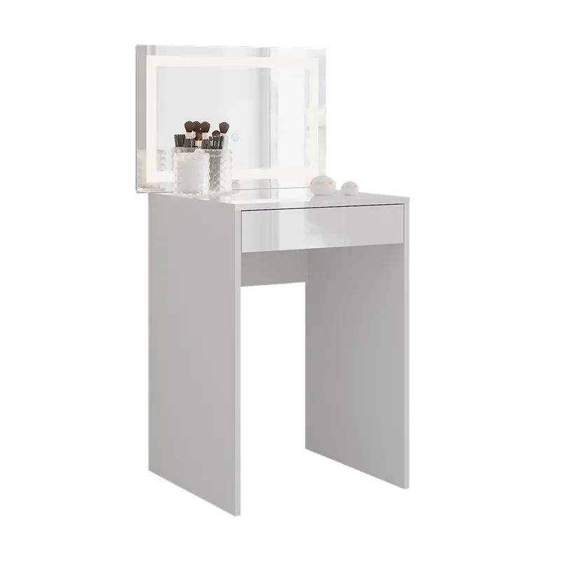 Přímo Od Výrobce Toaletní stolek Sherry Bílá/bílý vysoký lesk 51.4 cm s LED zrcadlem Vicco