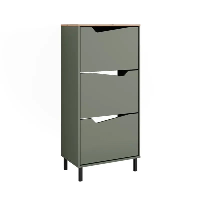 Nová Kolekce Botník na boty Marelle Zelená/umělecká 60 x 129.5 cm se 3 přihrádkami Vicco
