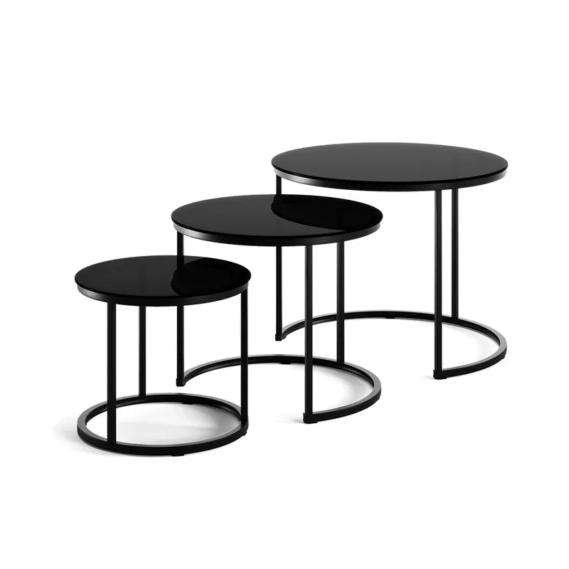 Značkový Stoleček kávový stolík Montreal Sklo 55 x 55 cm 3 díly Vicco