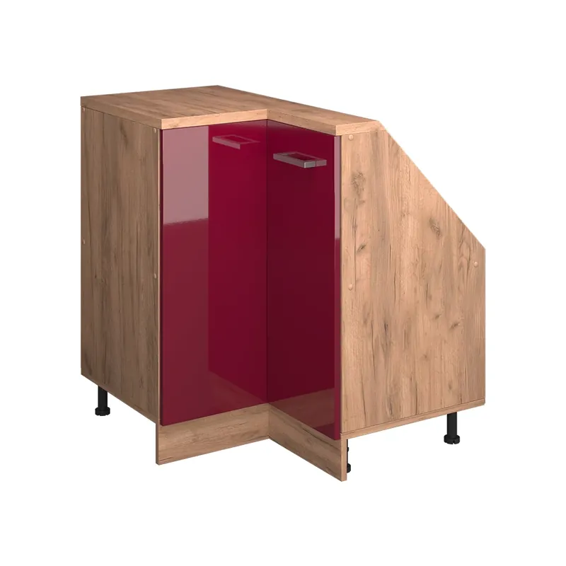 Šikmá skříň Rohová skříňka Rion Červený/zlatý dub s vysokým leskem 75.6 x 81.6 cm s 1 dveřmi Vicco Víkendová Akce