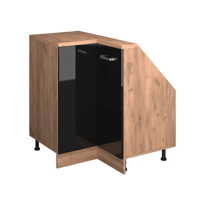 Vrácení Zdarma Šikmá skříň Rohová skříňka Rion Černý/zlatý dub s vysokým leskem 75.6 x 81.6 cm s 1 dveřmi Vicco