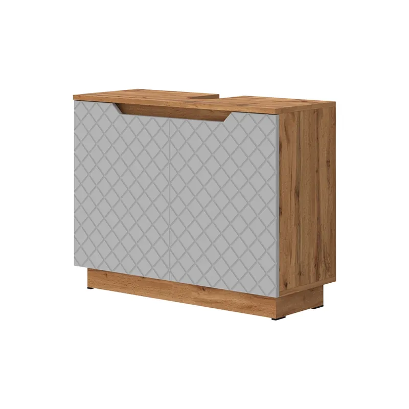 Sezónní Sleva Základní skříňka pod umyvadlo Lotta Dub/šedá se strukturou dlaždic 79.6 x 62.1 cm se 2 dveřmi Vicco