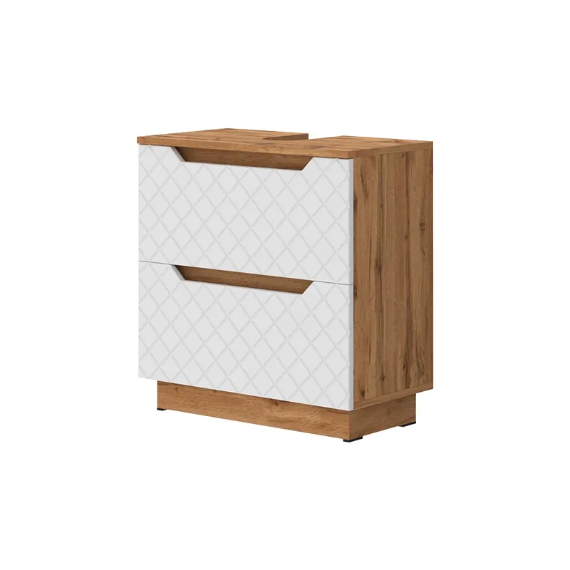 Nízká Cena Dolní skříňka pod dřez Lotta Dub/bílá se strukturou dlaždic 59.8 x 62.5 cm se 2 zásuvkami Vicco