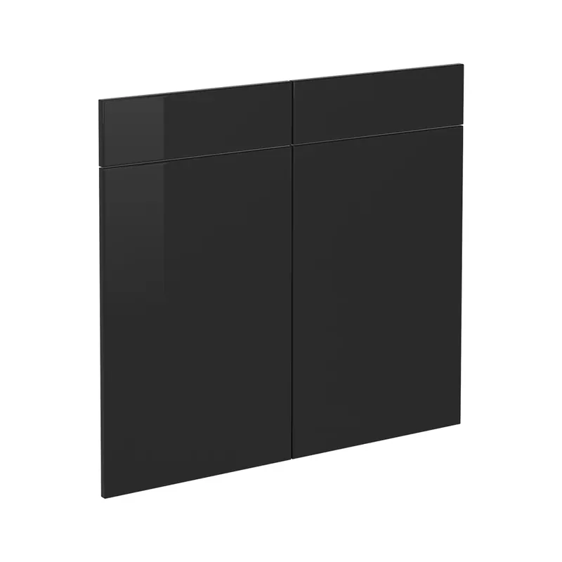Autentický Kuchyňská dvířka R-Line Černý vysoký lesk 79.2 x 70.8 cm nábytková čela pro spodní skříňku se zásuvkami Vicco
