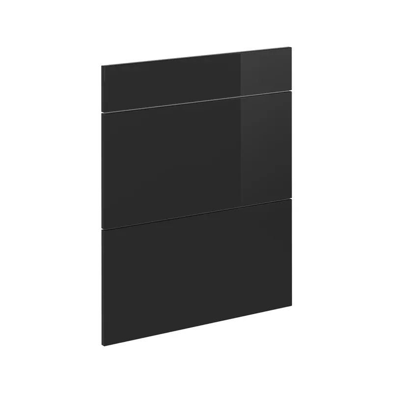 Kuchyňská dvířka R-Line Černý vysoký lesk 59.6 x 70.4 cm nábytková čela pro spodní skříňku se zásuvkami Vicco Poslední Šance