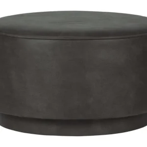 Antracitově šedý koženkový puf Harlow 60 cm Top Prodej
