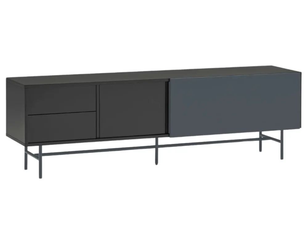 Antracitově šedý lakovaný TV stolek Teulat Nube 180 x 40 cm Omezená Nabídka