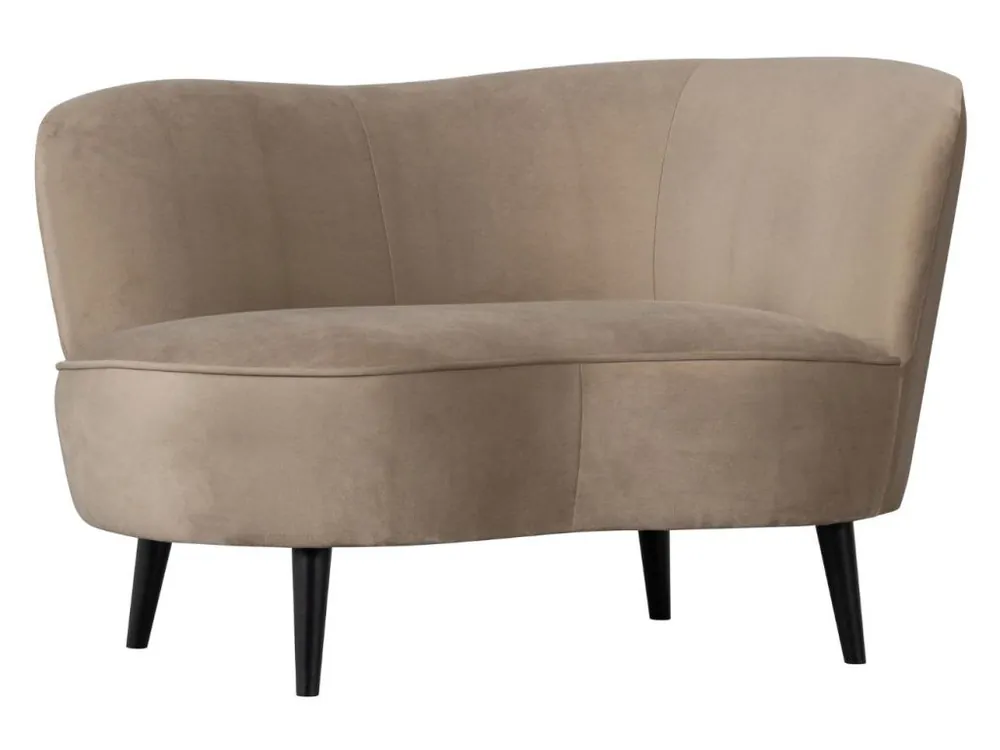 Značkový Béžové sametové lounge křeslo Norma 112 cm, pravé