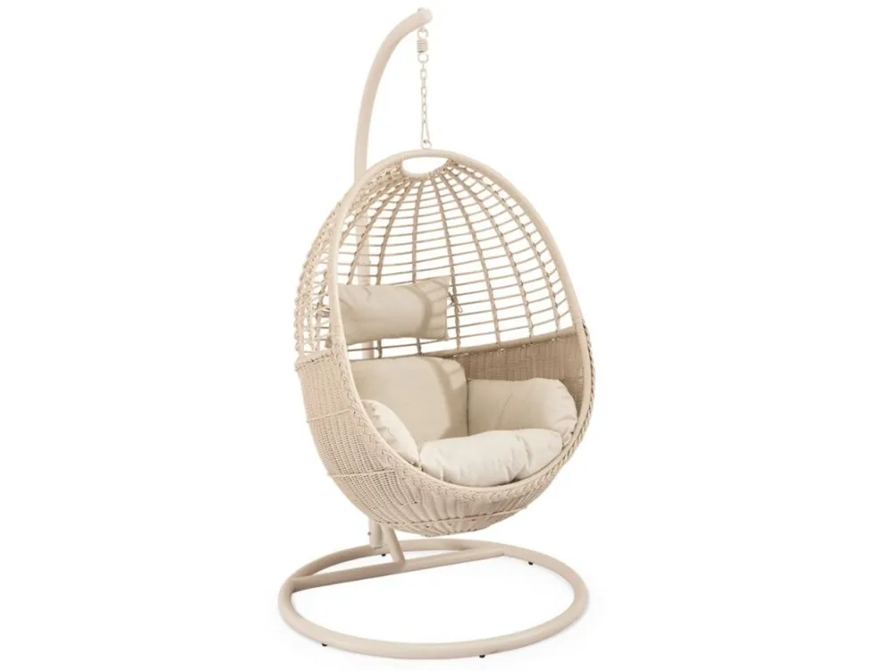 Béžové závěsné křeslo z umělého ratanu Hannover Levný
