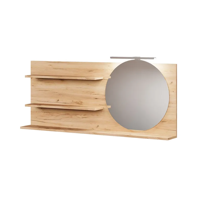 Novinka Koupelnová zrcadlová skříňka Avena Dub 120 x 50 cm se 3 otevřenými přihrádkami Vicco