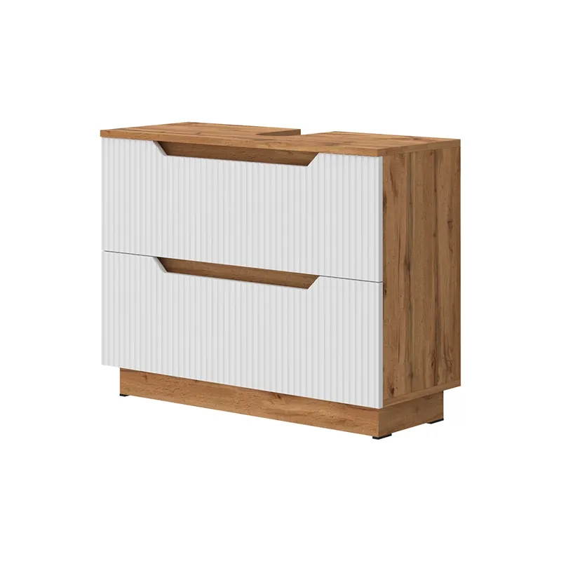 Zlevněný Dolní skříňka pod dřez Lotta Dub/bílý pruhovaný 79.6 x 62.5 cm se 2 zásuvkami Vicco