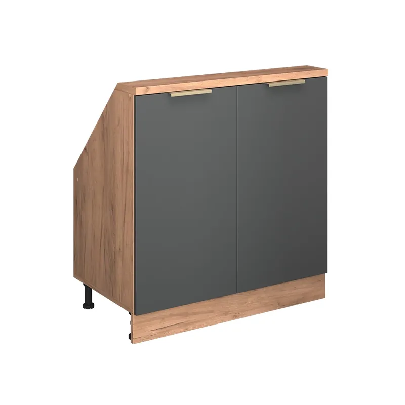 Kuchyňská skříňka pod šikmou střechu R-Line Antracitově zlatý/zlatý dub power 80 cm se 2 dvířky Vicco Oblíbený