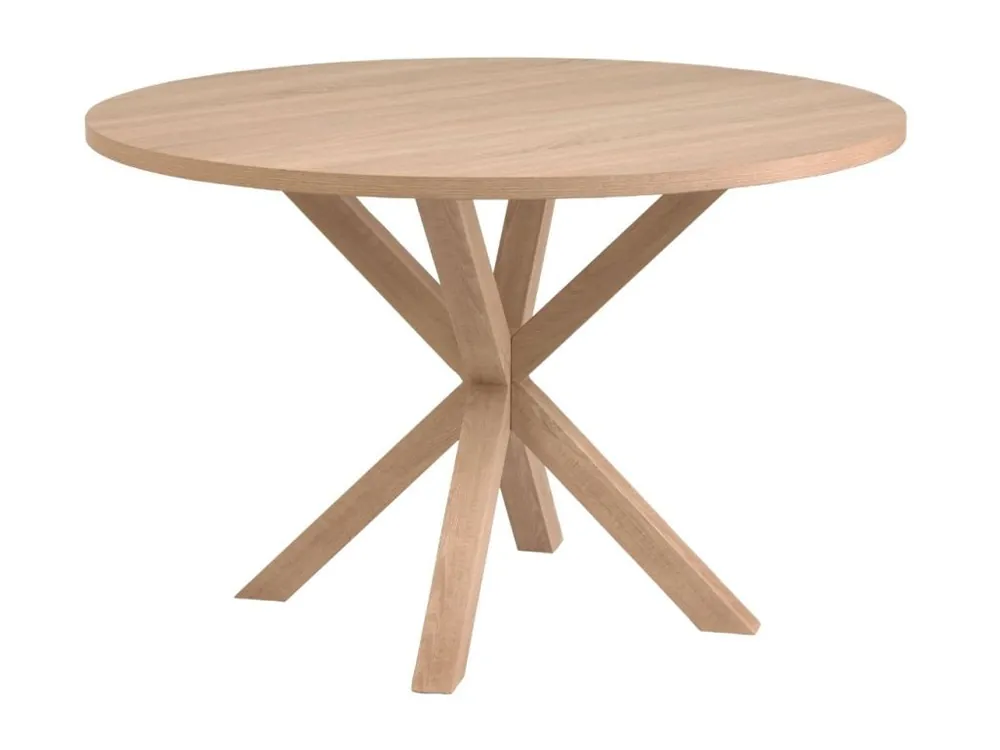 Dubový jídelní stůl Kave Home Argo 120 cm s přírodní kovovou podnoží Koupit Online