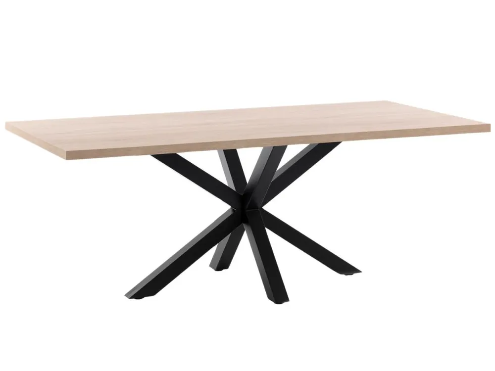 Dubový jídelní stůl Kave Home Argo 200 x 100 cm s černou kovovou podnoží Aktuální