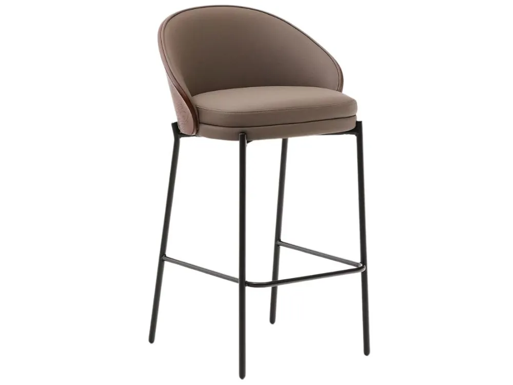 Nejprodávanější Hnědá koženková barová židle Kave Home Eamy 65 cm
