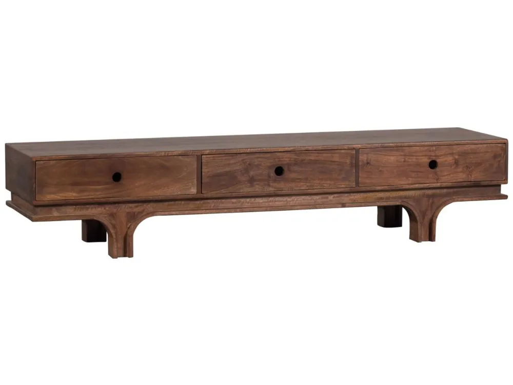 Levný Hnědý dřevěný TV stolek Esta 180 x 45 cm