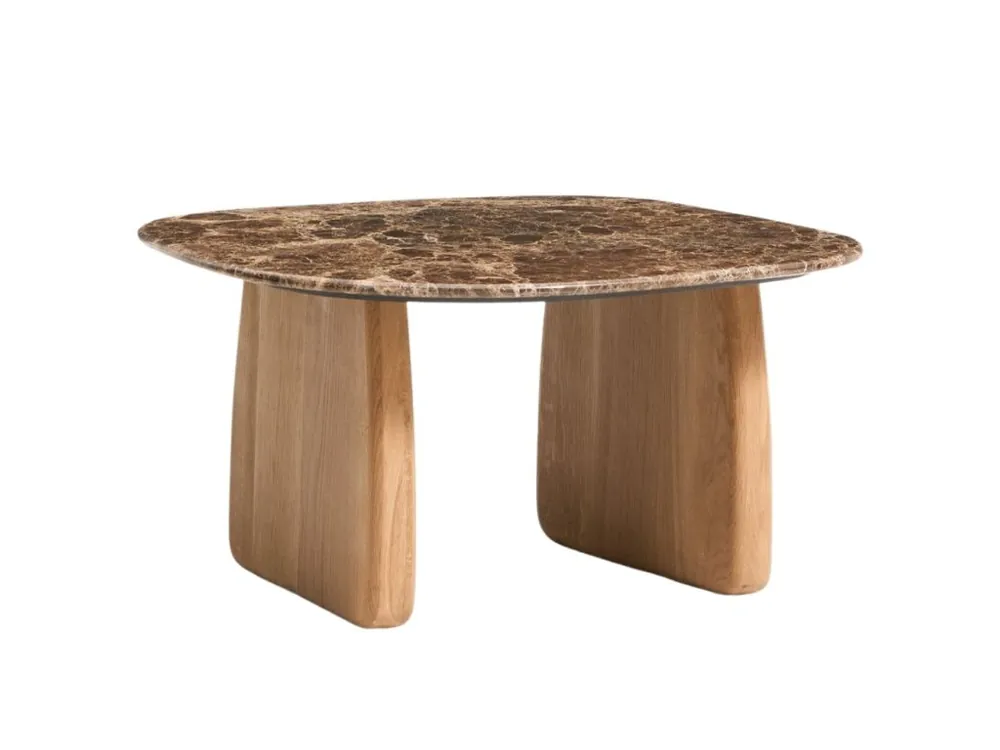 Hnědý mramorový odkládací stolek Pirita 71 x 70 cm Nízká Cena