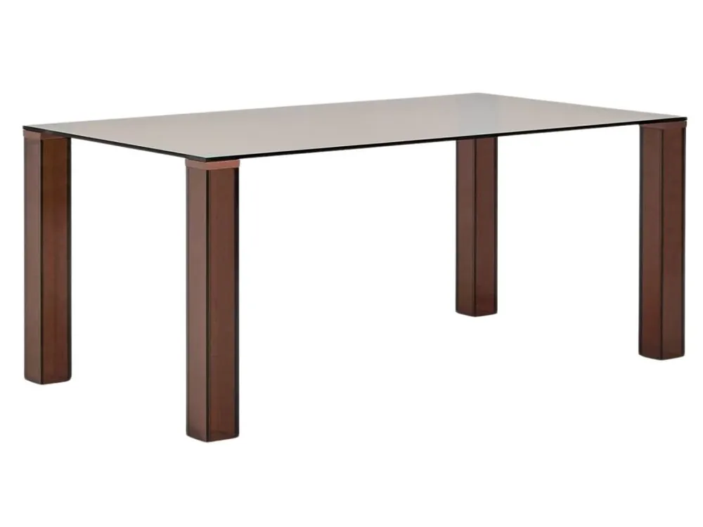 Hnědý skleněný jídelní stůl Adularia 160 x 90 cm Rychlé Dodání