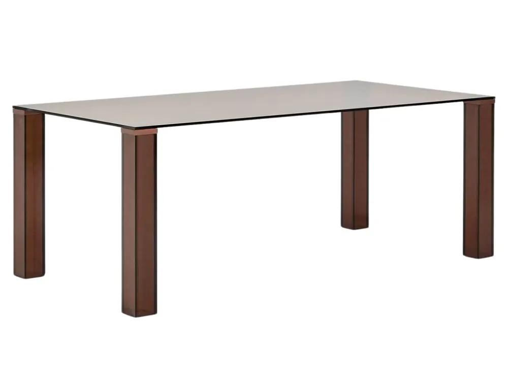Hnědý skleněný jídelní stůl Adularia 200 x 100 cm Pouze Dnes