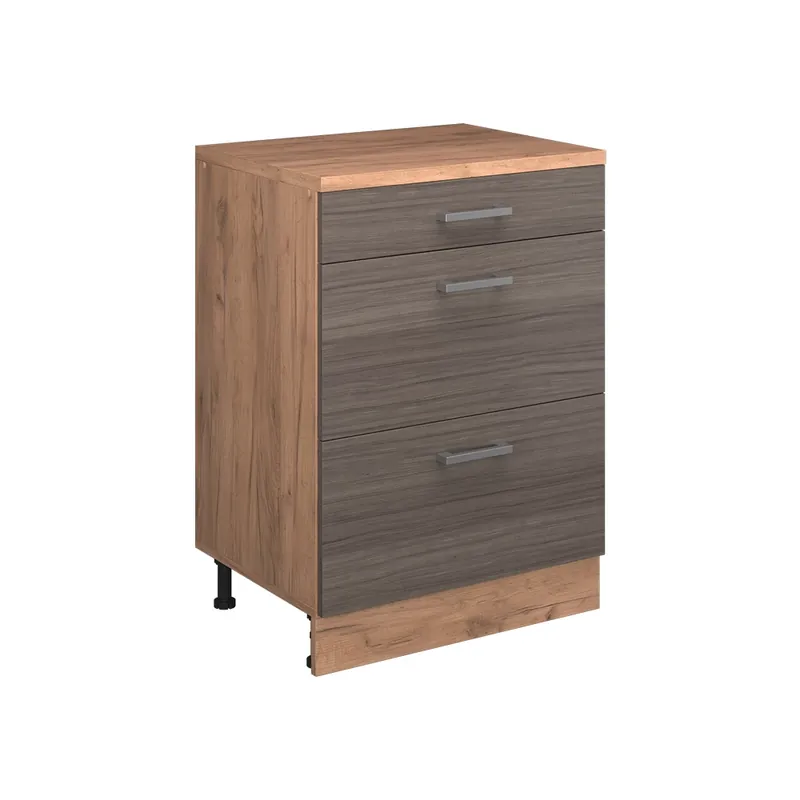 Kuchyňská skříňka pod šikmou střechu R-Line Ušlechtilá šedá 60 cm bez šikminy se 3 zásuvkami Vicco Akce