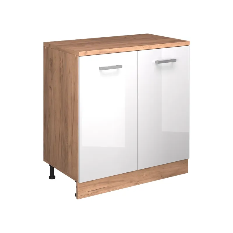 Kuchyňská skříňka pod šikmou střechu R-Line Bílá vysoký lesk 80 cm bez šikminy se 2 dveřmi Vicco Must-Have