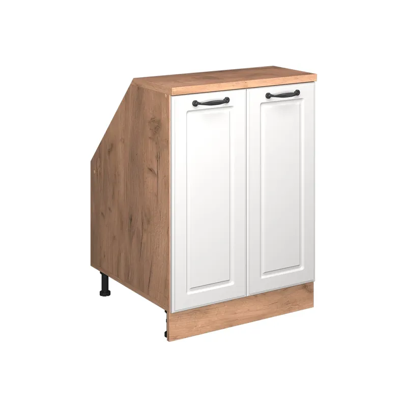Kuchyňská skříňka pod šikmou střechu R-Line Bílý venkovský dům 60 cm se 2 dveřmi, korpus skříně hloubka 60 cm Vicco Tovární Cena