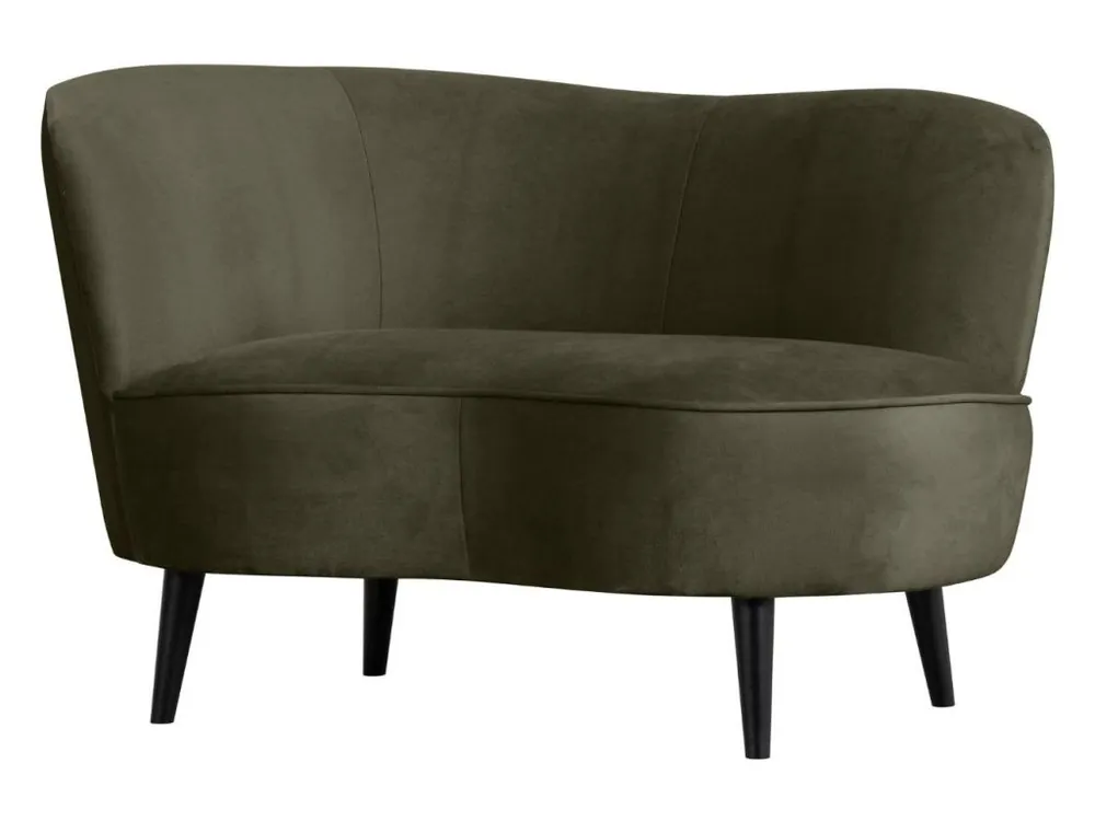 Originální Lovecky zelené sametové lounge křeslo Norma 112 cm, levé