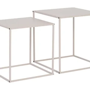 Rychlé Dodání Set dvou béžových kovový odkládací stolků Alrik 34x34 / 38x38 cm