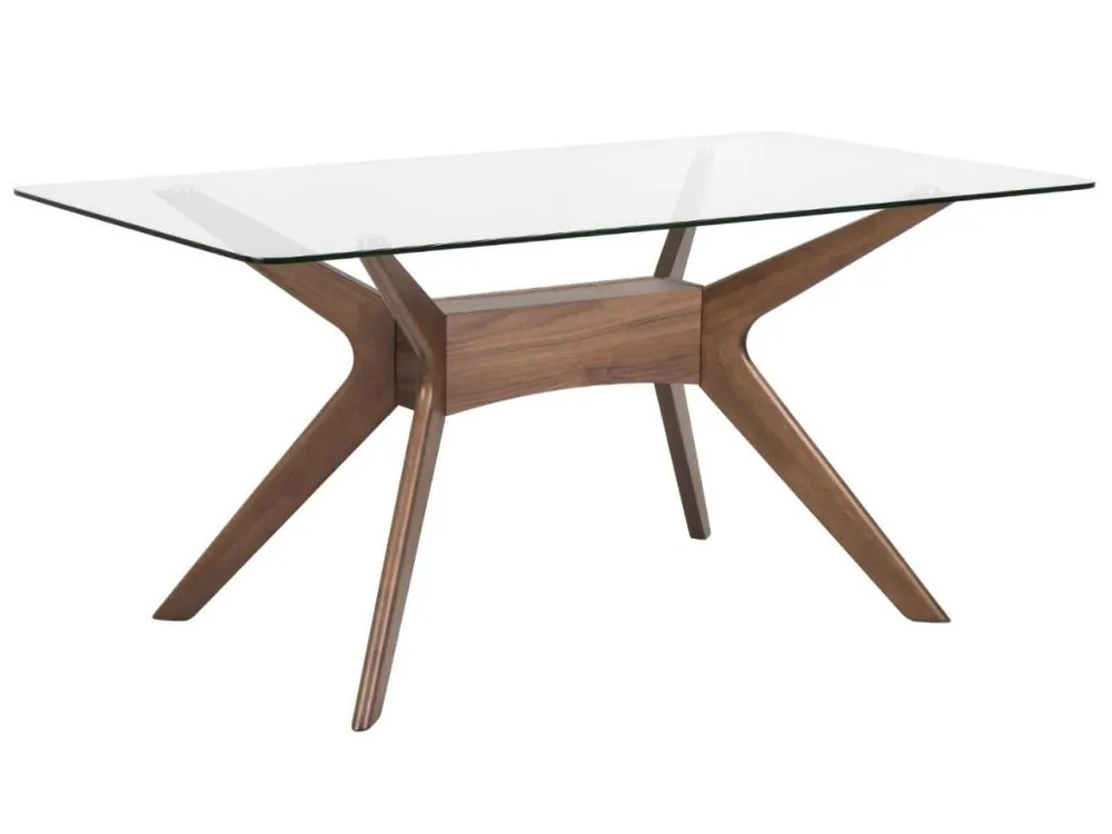 Must-Have Skleněný jídelní stůl Somcasa Della 140 x 90 cm s ořechovou podnoží
