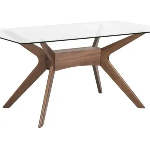 Skleněný jídelní stůl Somcasa Della 160 x 90 cm s ořechovou podnoží Must-Have