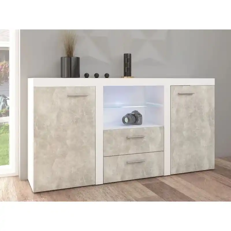 Moderní kombinovaná komoda THISE - beton / bílá Výhodná Nabídka