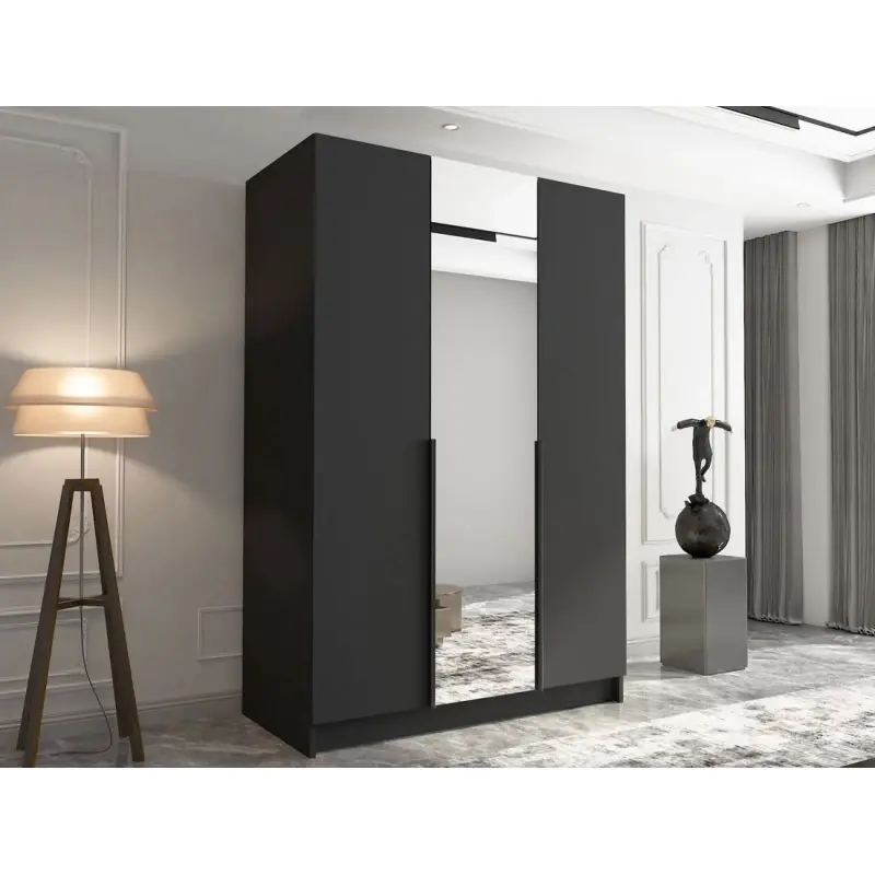 Bezpečná Platba Vysoká šatní skříň 150 cm se zrcadlem SHEELA 2 - černá