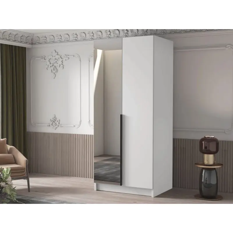 Úzká šatní skříň 100 cm se zrcadlem SELLY 2 - bílá / černá Kup Teď